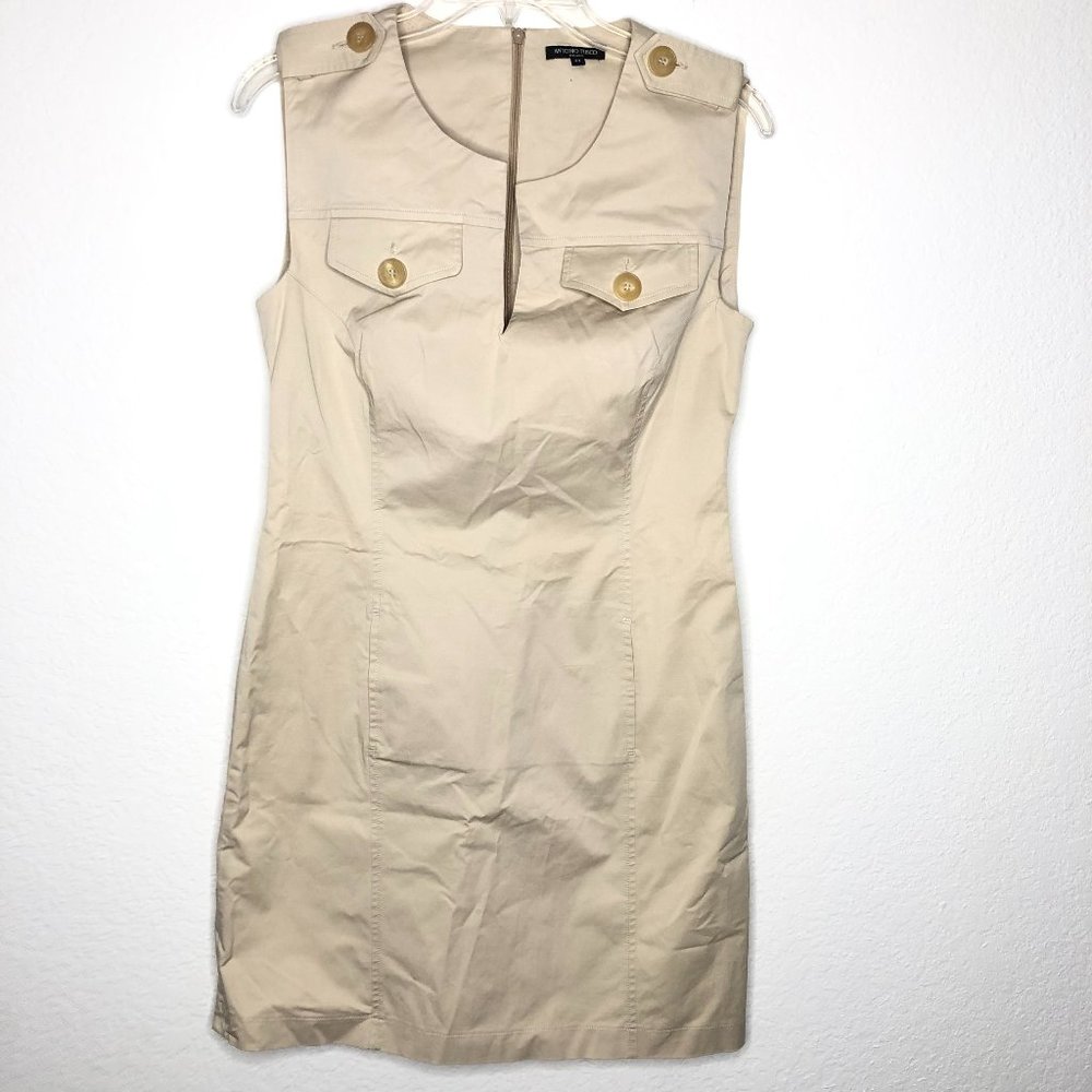 Antonio Fusco Women's Tan Khaki Beige Sleeveless Shift Dress size 44 / M BR